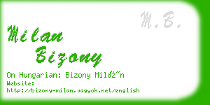 milan bizony business card